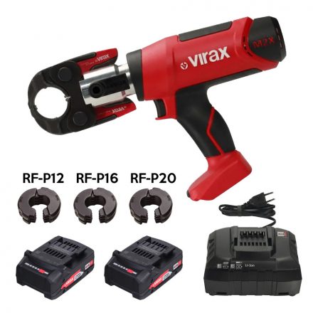 VIRAX VIPER® M2X Akkus kompakt présgép Bluetooth funkcióval + betétszorító pofa + RF-P12 / RF-P16 / RF-P20 betétek (2x18V/2,0Ah) (253554)