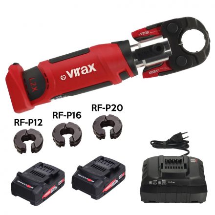 VIRAX VIPER® L2X Akkus kompakt présgép Bluetooth funkcióval + betétszorító pofa + RF-P12 / RF-P16 / RF-P20 betétek (2x18V/2,0Ah) (253574)