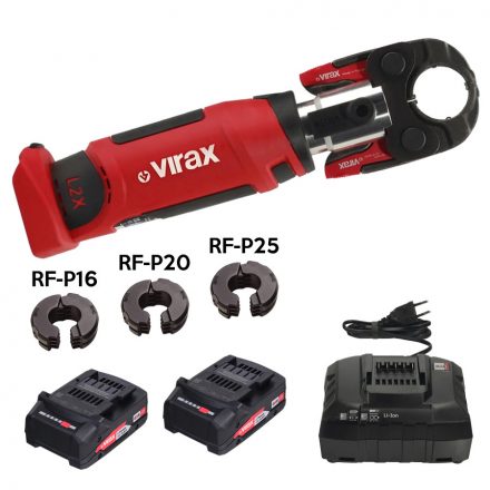 VIRAX VIPER® L2X Akkus kompakt présgép Bluetooth funkcióval + betétszorító pofa + RF-P16 / RF-P20 / RF-P25 betétek (2x18V/2,0Ah) (253575)