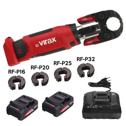 VIRAX VIPER® L2X Akkus kompakt présgép Bluetooth funkcióval + betétszorító pofa + RF-P16 / RF-P20 / RF-P25 / RF-P32 betétek (2x18V/2,0Ah)  (253576)