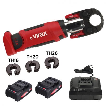 VIRAX VIPER® L2X Akkus kompakt présgép Bluetooth funkcióval + betétszorító pofa + TH16 / TH20 / TH26 betétek (2x18V/2,0Ah) (253577)